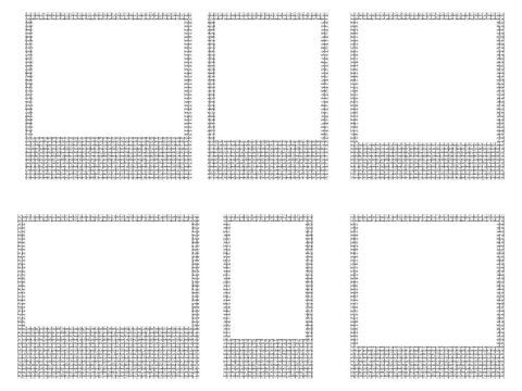 Minimal Rectangular Frame and Border Set, Blank Photo Collage Layout with Halftone Texture and Geometric Placeholders