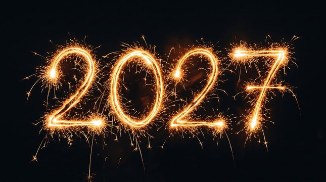Sparkler Fireworks Display Showing Year Two Thousand Twenty Seven