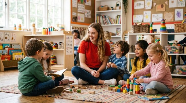 Celebrating the profound impact of dedicated educators a heartwarming scene of a teacher engaging with young children in a vibrant classroom environment fostering growth