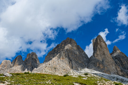 Dolomites mountain landscape scenic view in Italy, beautiful European Alps peak nature and travel destination concept