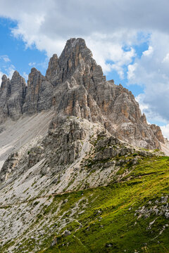 Dolomites mountain landscape scenic view in Italy, beautiful European Alps peak nature and travel destination concept