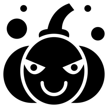 pumpkin head devil ghost trick halloween night solid glyph icon
