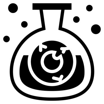 test tube jar eye devil halloween solid glyph icon
