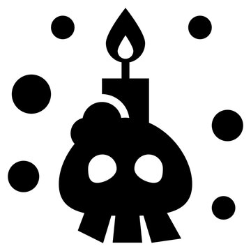 skull head candle trick halloween solid glyph icon