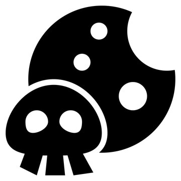 skull moon trick treat halloween solid glyph icon