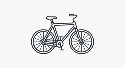 Fototapeta premium Minimalist hand-drawn bicycle illustration featuring a side profile view. Charcoal style sketch of a classic road bike with visible spokes, pedals, handlebars, and seat on a white background.