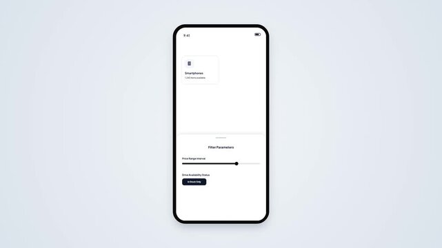 Filter Parameters Range Slider Bottom Sheet Mobile UI Animation Mockup