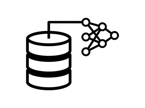 Database server with neural network icon vector