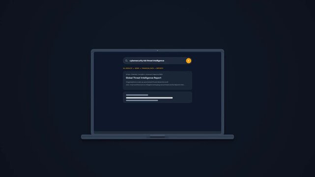 Laptop Mockup Cybersecurity Risk Threat Intelligence Search Engine Bar Typing Result Dashboard