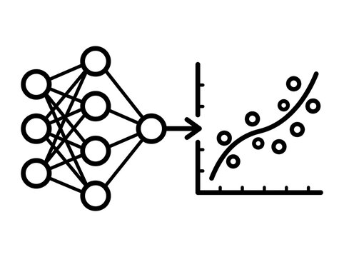 Neural network diagram with scatter plot graph