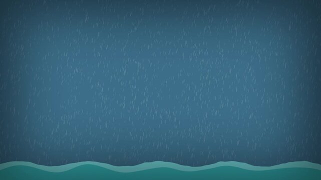 Raindrops Falling on Dark Ocean Surface Video, Moody Rainy Day Water Ripples Motion Background