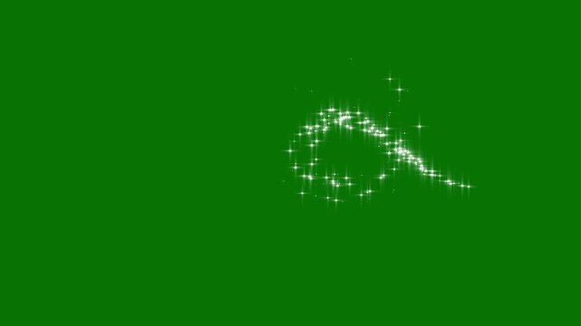 fast glittering night star lines, fairy dust wand shimmer glitter  cartoon doodle sparkles on green screen. glowing light effect in seamless 4K video.