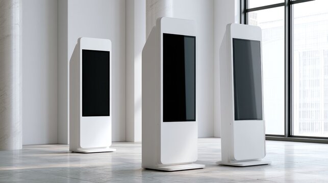 Digital information kiosk displays modern interior