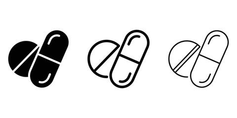 Medicine pills icon silhouette vector outline and line art © MD