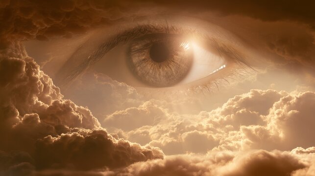 Eye in the sky above clouds