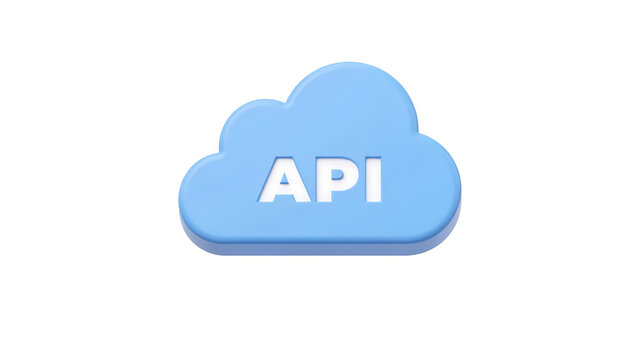 Cloud icon with 'api' text representing cloud computing technology computing software development interface connection integration programming abstract business communication
