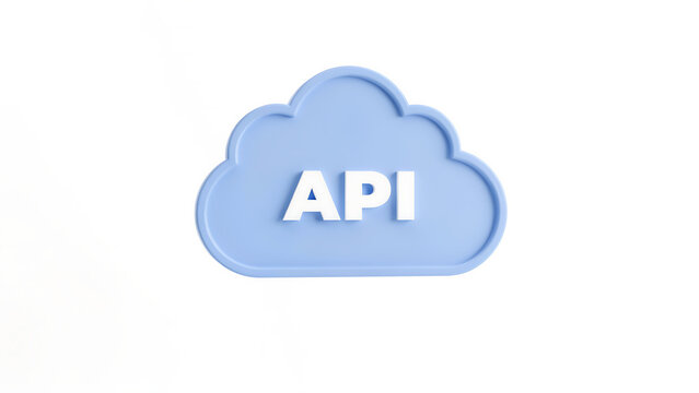 Cloud icon with 'api' text representing cloud computing technology computing software development interface connection integration programming abstract business communication