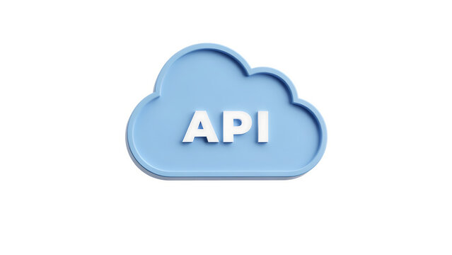 Cloud icon with the text api cloud based technology computing software development interface application programming internet abstract connection integration platform communication