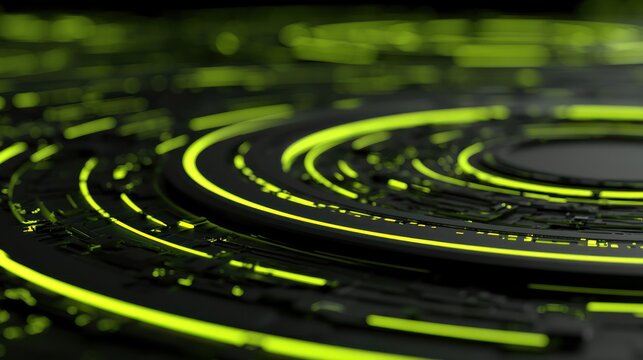 Abstract circular circuit pattern neon glow