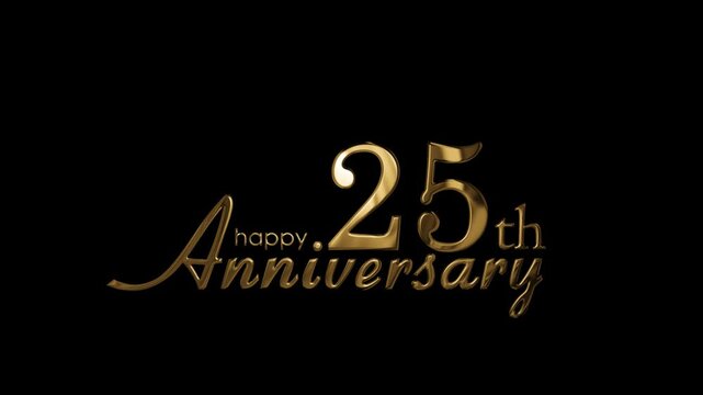 Golden banner with congratulations for the 25th anniversary, transparent background