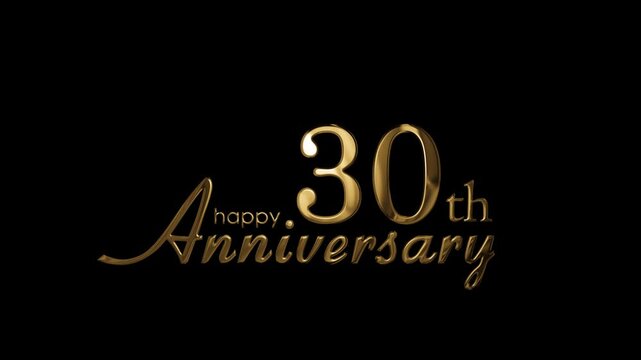 Golden banner with congratulations for the 30th anniversary, transparent background