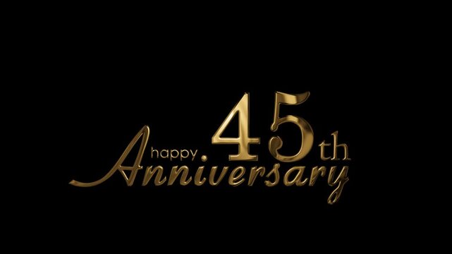 Golden banner with congratulations for the 45th anniversary, transparent background