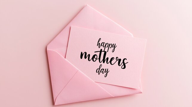 Pink envelope with mothers day card