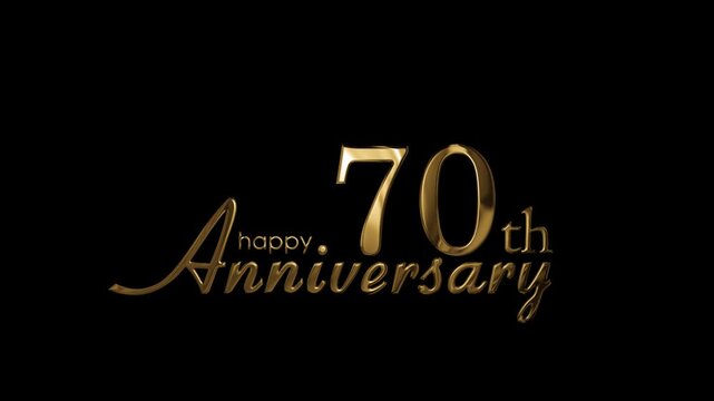 Golden banner with congratulations for the 70th anniversary, transparent background