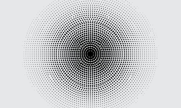 Circular concentric halftone dot pattern gradient fading from center