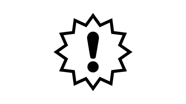 Black exclamation mark inside a star shape burst icon