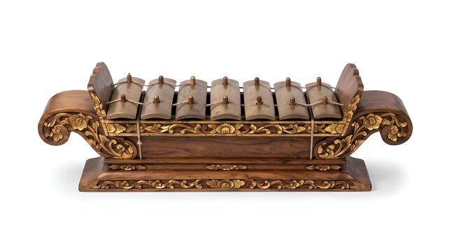 Traditional Indonesian Gamelan Instrument Saron Isolated on White Background.