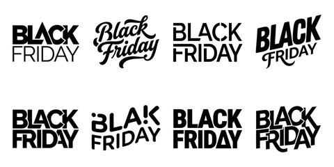 Obraz premium Collection of creative black friday text logo designs