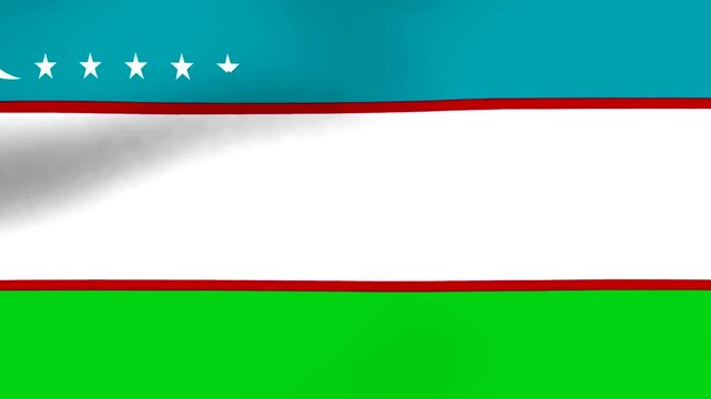 Waving flag of Uzbekistan with a blue white and green horizontal stripe design