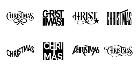 Obraz premium Creative christmas typography and logo collection, festive holiday lettering