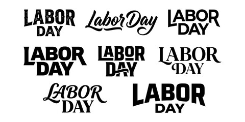 Obraz premium Set of labor day text logos, various bold and professional fonts for holiday designs