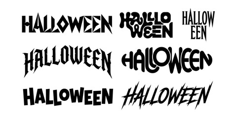 Fototapeta premium Set of halloween typography logos