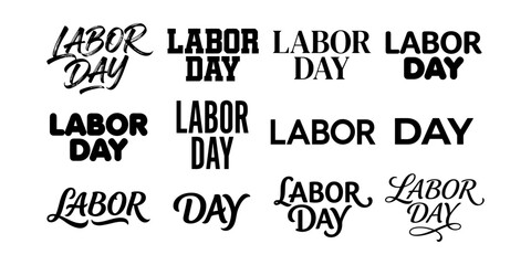 Obraz premium Set of labor day typography logos, creative holiday lettering designs