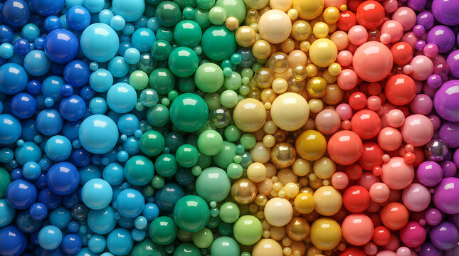Colorful bokeh light bubbles in rainbow gradient colors