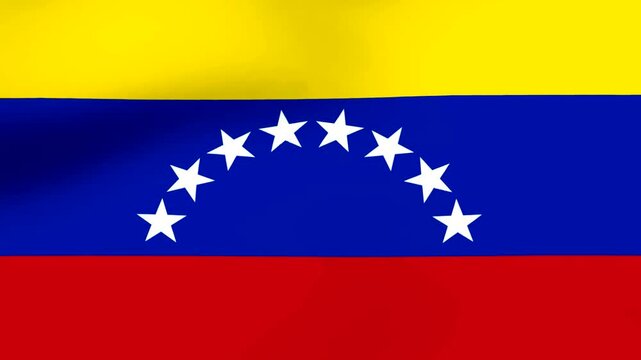 Waving flag of Venezuela with horizontal yellow blue and red stripes and white stars