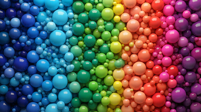 Colorful pixel art spheres in rainbow gradient colors