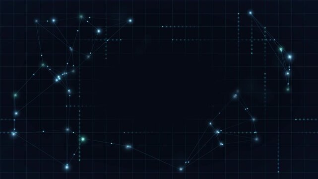 Futuristic data streams luminous cyan lines moving through dark glowing grid network graph soft bokeh generative AI