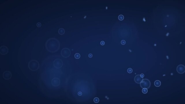 Blue cells molecules drifting gently glowing spheres organic movement microscopic clean medical shallow focus generative AI
