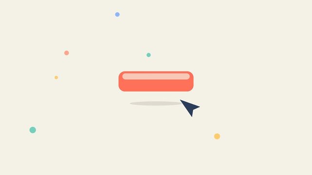 Bouncing button shape pointing arrow bright friendly flat design simple background call action generative AI