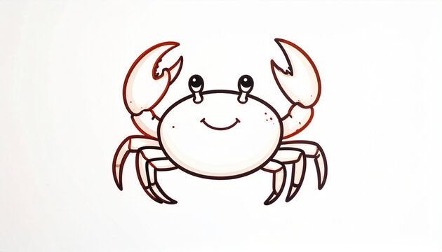 Cute cartoon crab illustration on white background