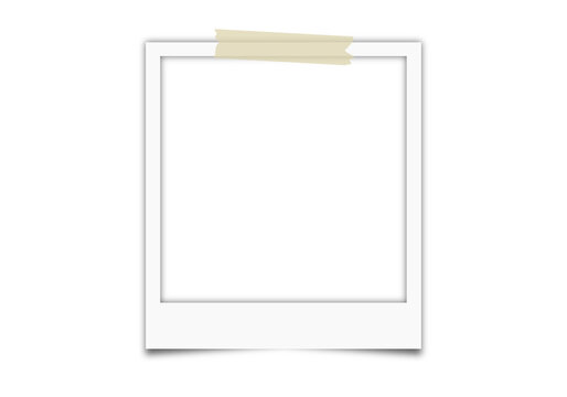 PNG polaroid instant photo frame for realistic portrait mockup and overlay with adhesive tape on wall, white blank picture or film frame with shadow on transparent background. Vector.