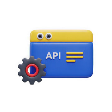 3d rendered illustration of a modern api interface with a gear icon