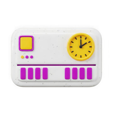3d rendered educational toy with clock and number buttons for learning