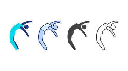 Fototapeta premium Gymnast Arching Back Silhouette Icon Set Vector for Sports Branding, Fitness Apps & Gymnastics Training Materials (EPS)
