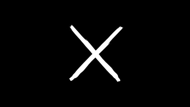 Grunge White Painted Cross Symbol Motion Graphics with Alpha Channel