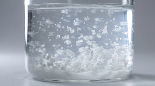 Barium Sulfate Precipitation After Chemical Reaction Scientific Macro Photography White Crystal Formation